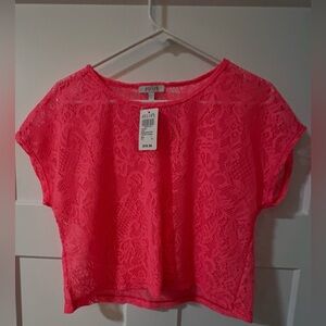 dELiA*s Bright Pink Lace Crop Top